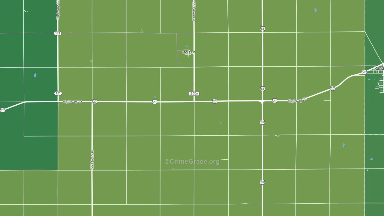 Mclean, NE Map of Vehicle Theft Rates