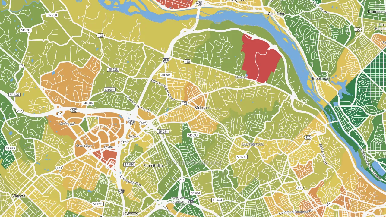 McLean, VA Map of Vehicle Theft Rates