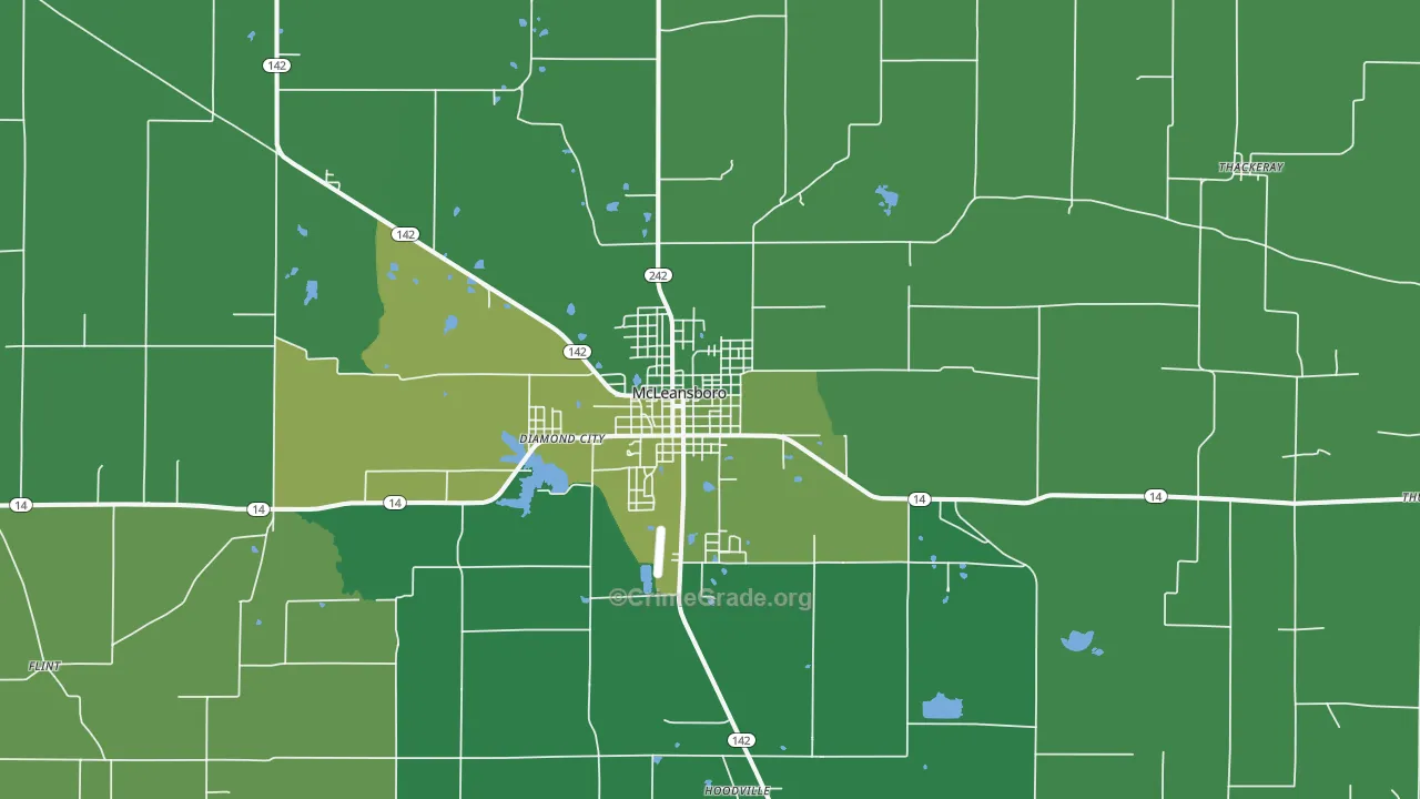 McLeansboro, IL Map of Vehicle Theft Rates