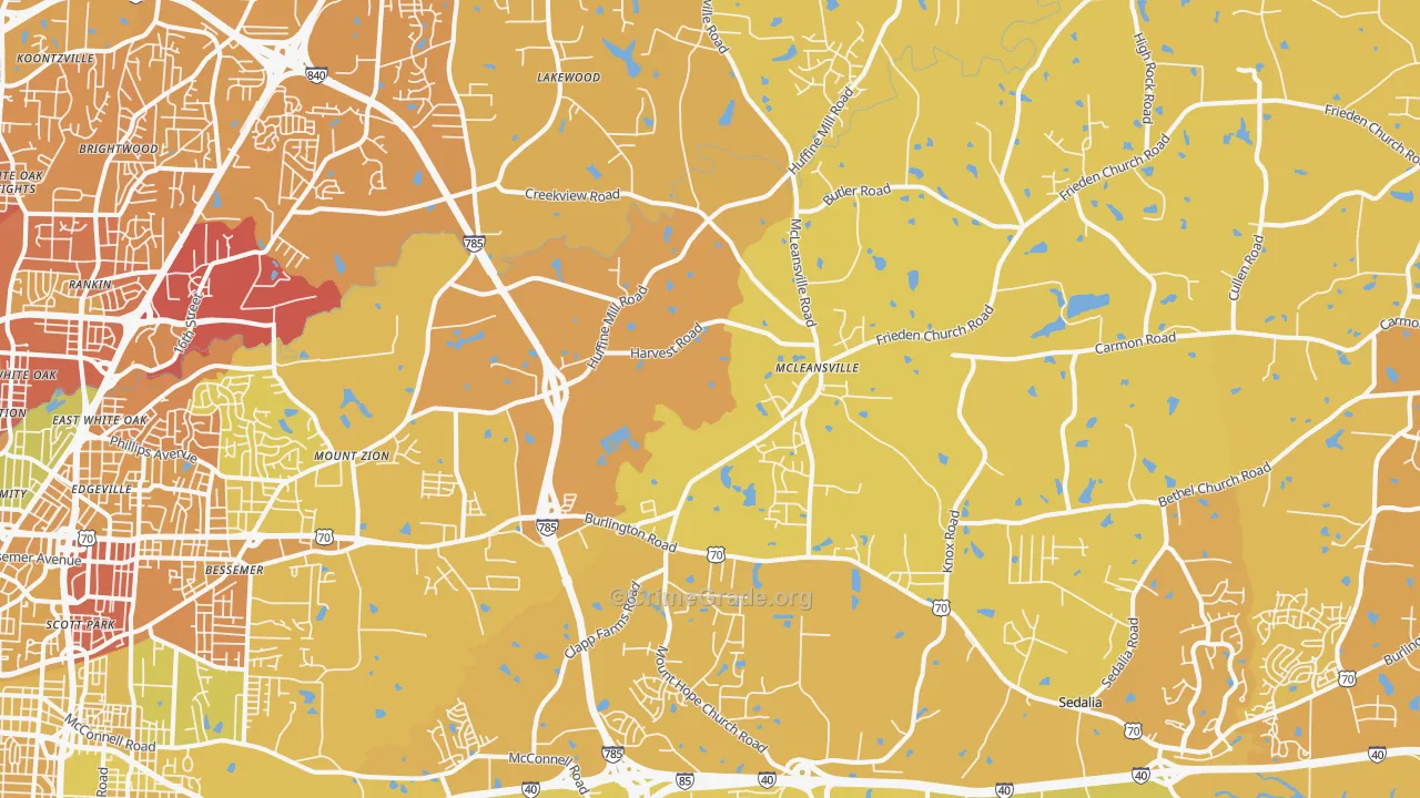 McLeansville, NC Map of Vehicle Theft Rates
