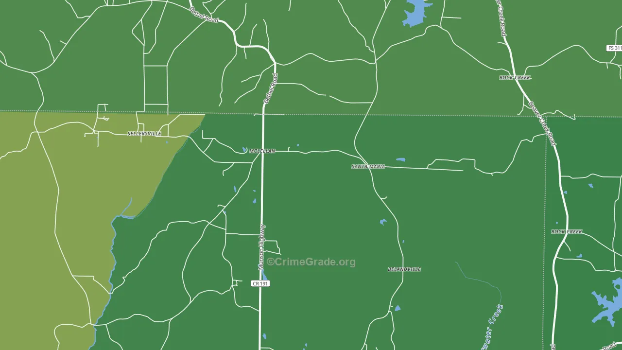 McLellan, FL Map of Vehicle Theft Rates