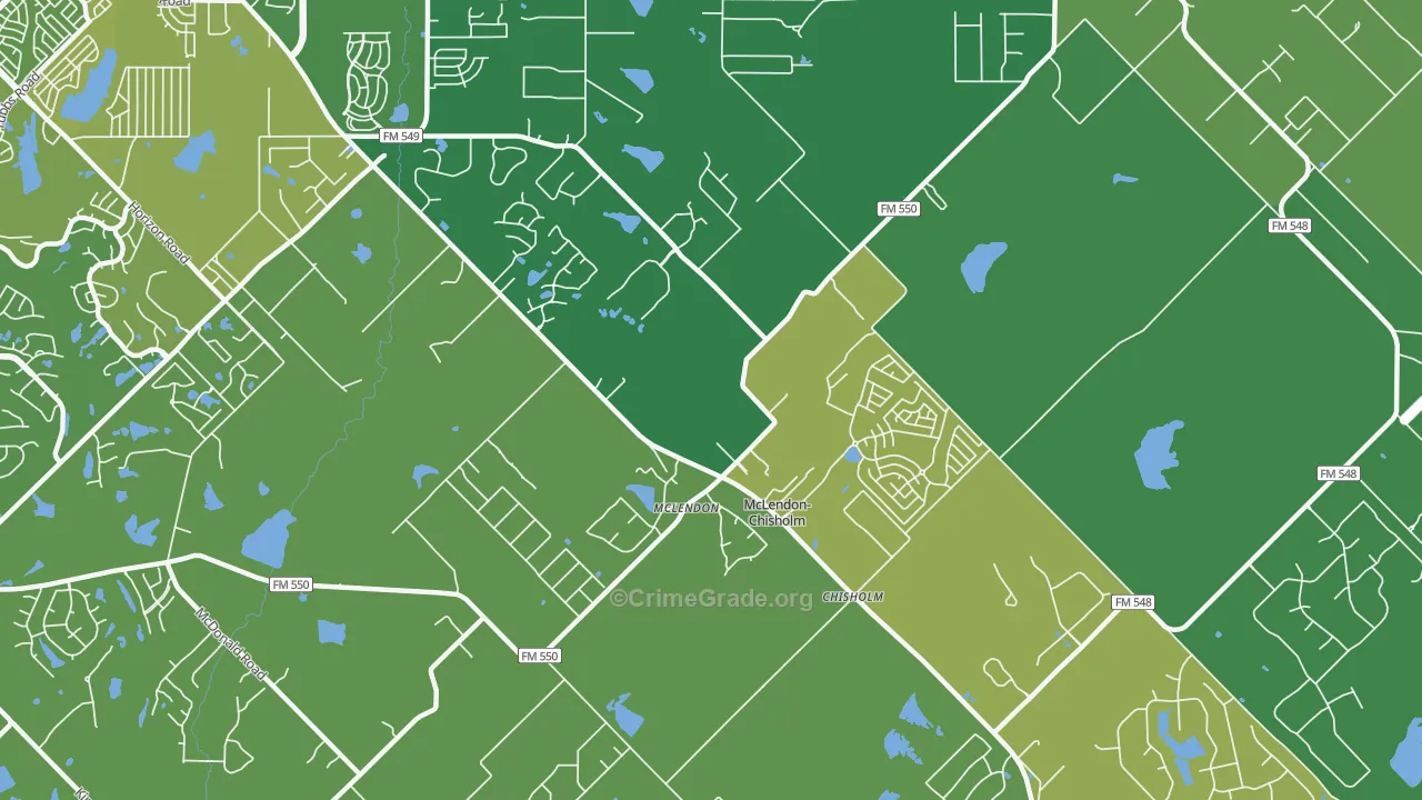McLendon-Chisholm, TX Map of Vehicle Theft Rates