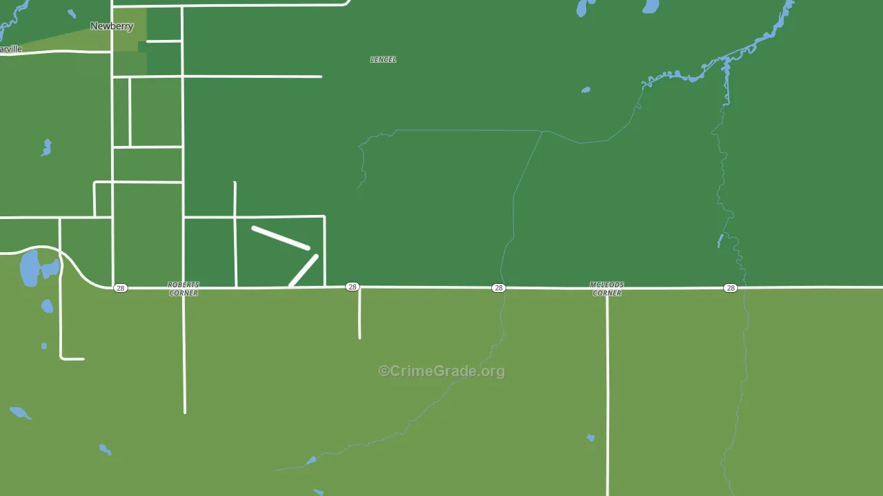 McLeods Corner, MI Map of Vehicle Theft Rates