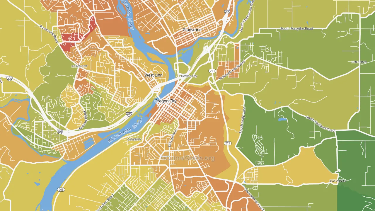 McLoughlin, Oregon City, OR Map of Vehicle Theft Rates