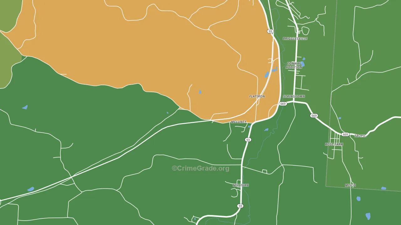 McLuney, OH Map of Vehicle Theft Rates
