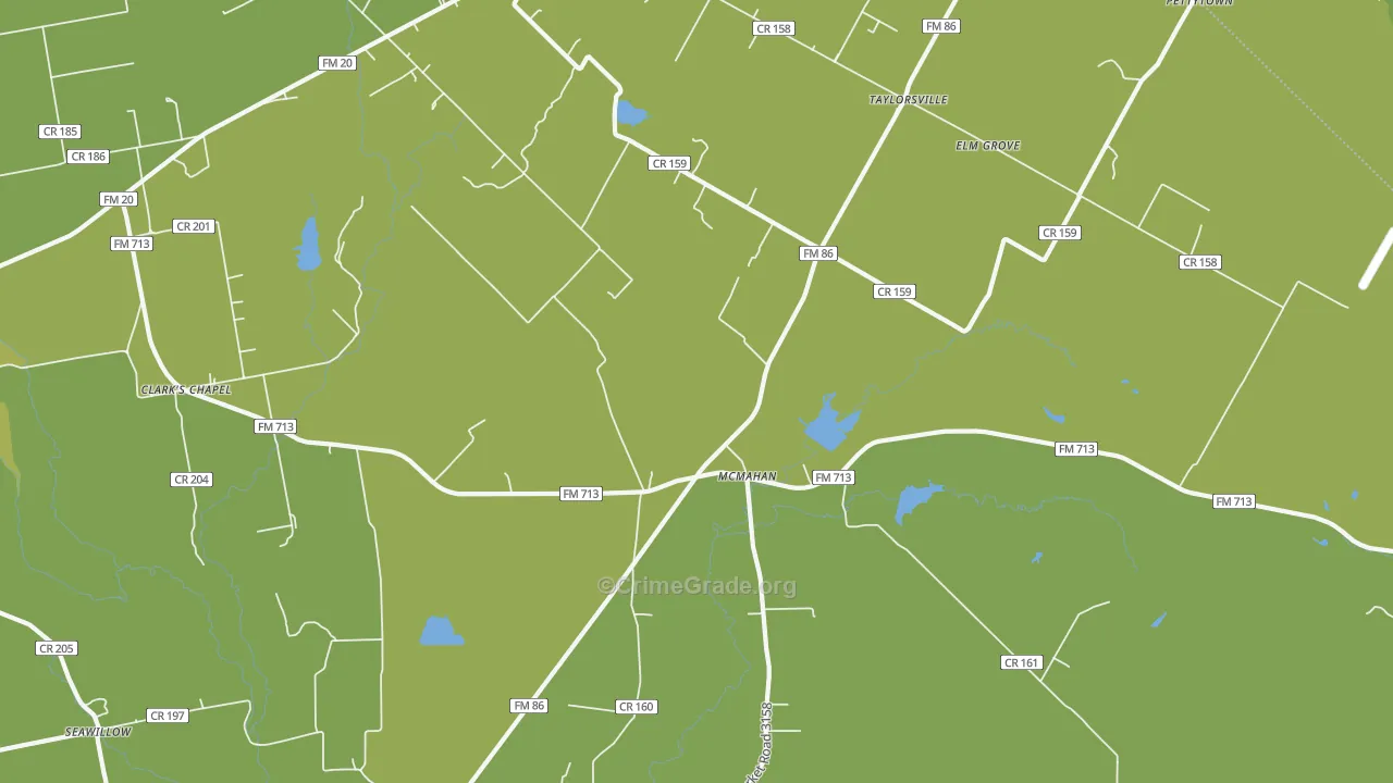 McMahan, TX Map of Vehicle Theft Rates