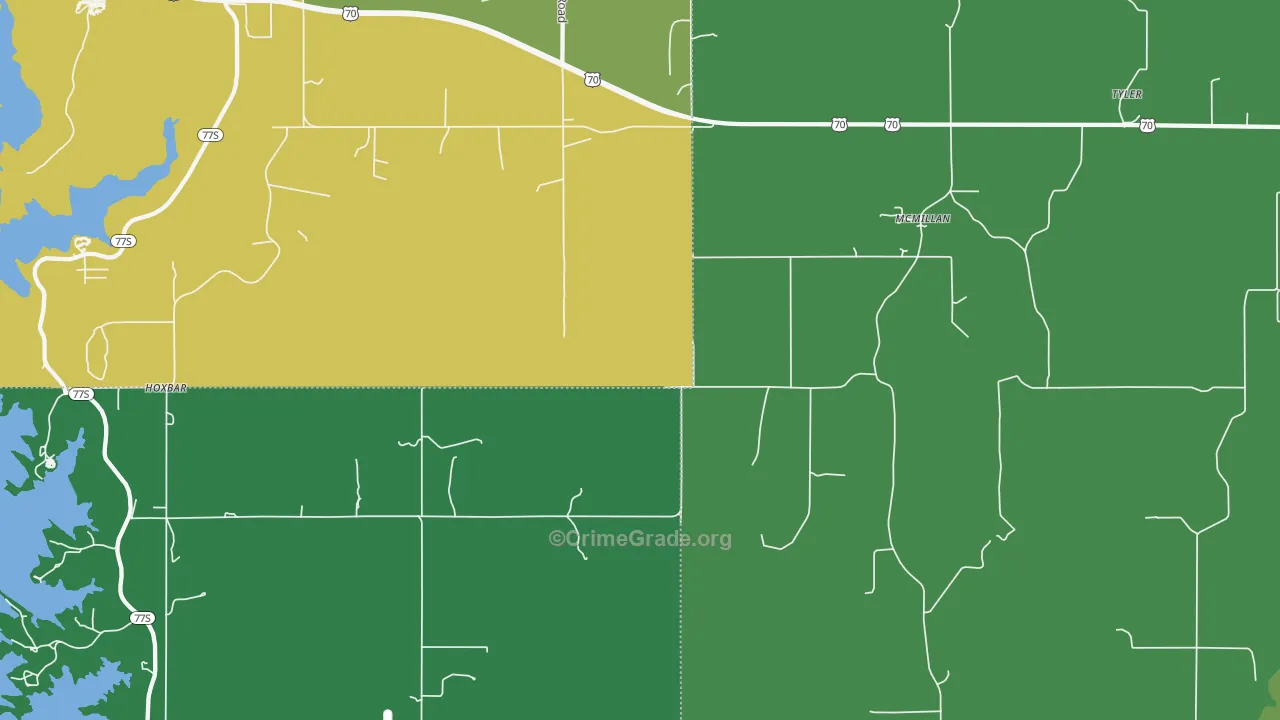 McMillan, OK Map of Vehicle Theft Rates