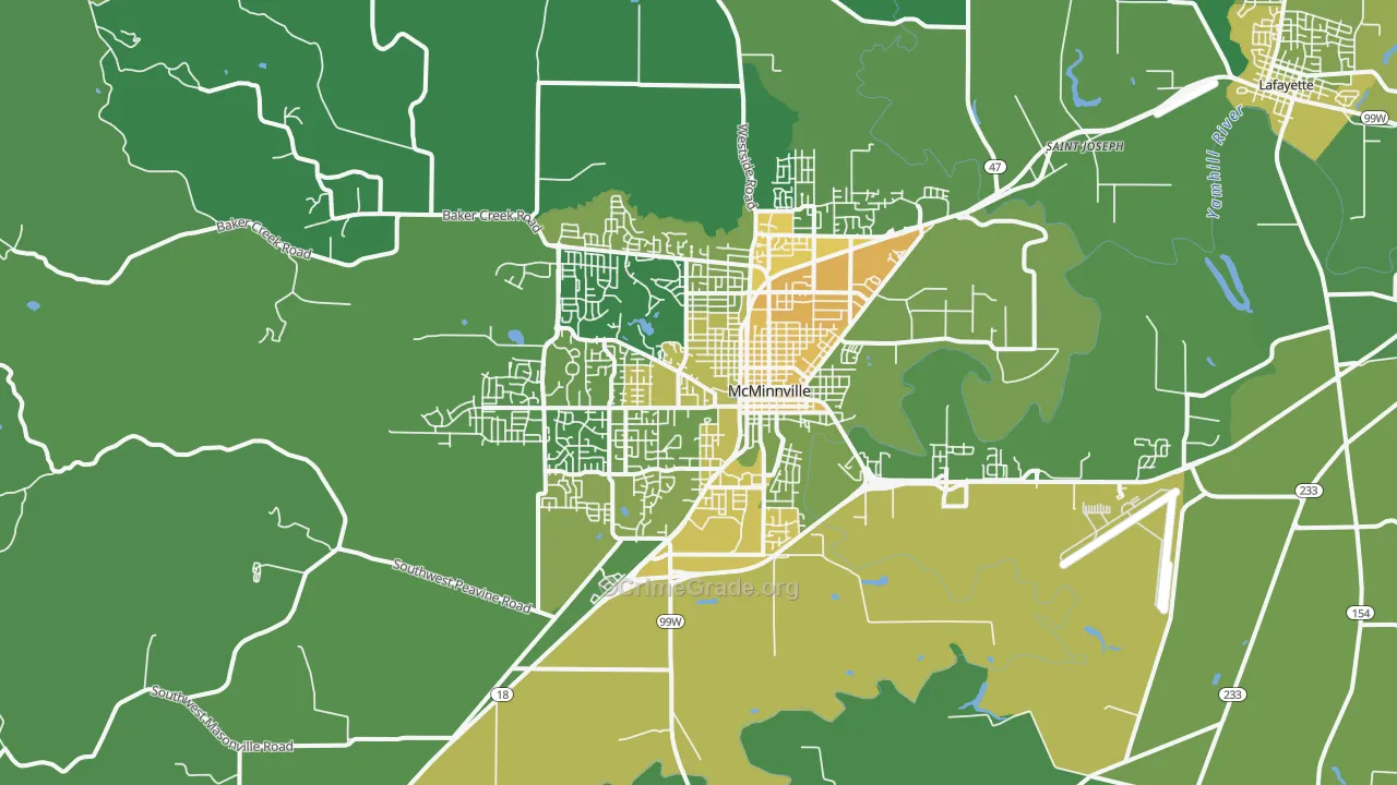 Mcminnville, OR Map of Vehicle Theft Rates