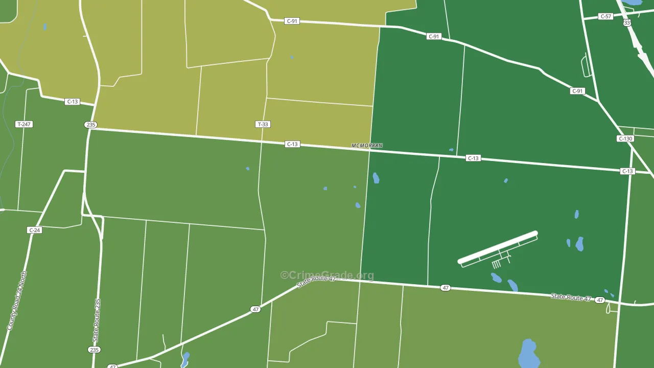 McMorran, OH Map of Vehicle Theft Rates