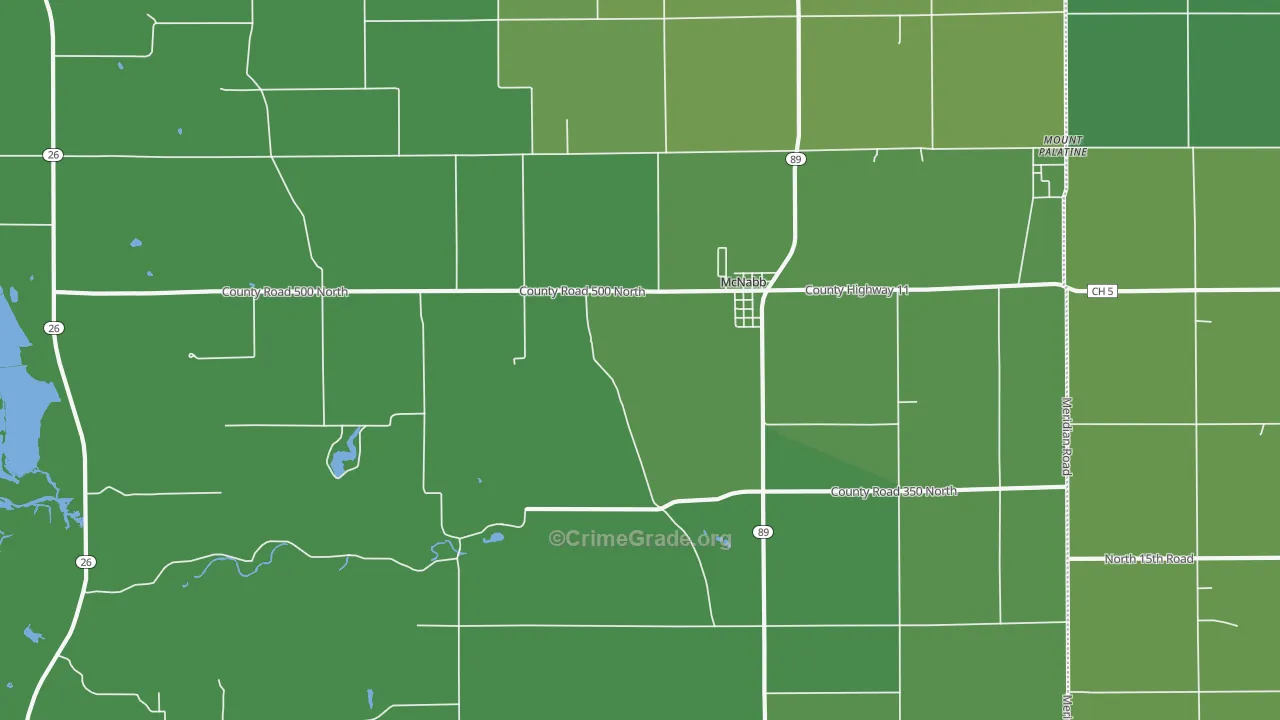 McNabb, IL Map of Vehicle Theft Rates