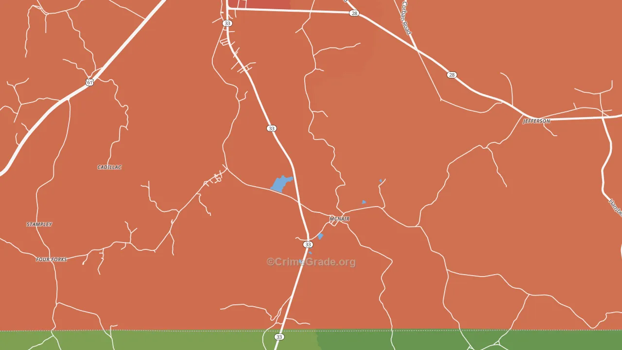 McNair, MS Map of Vehicle Theft Rates