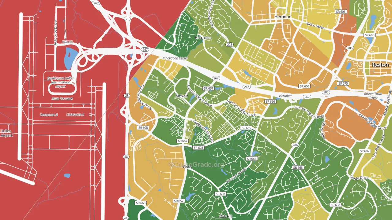 McNair, VA Map of Vehicle Theft Rates