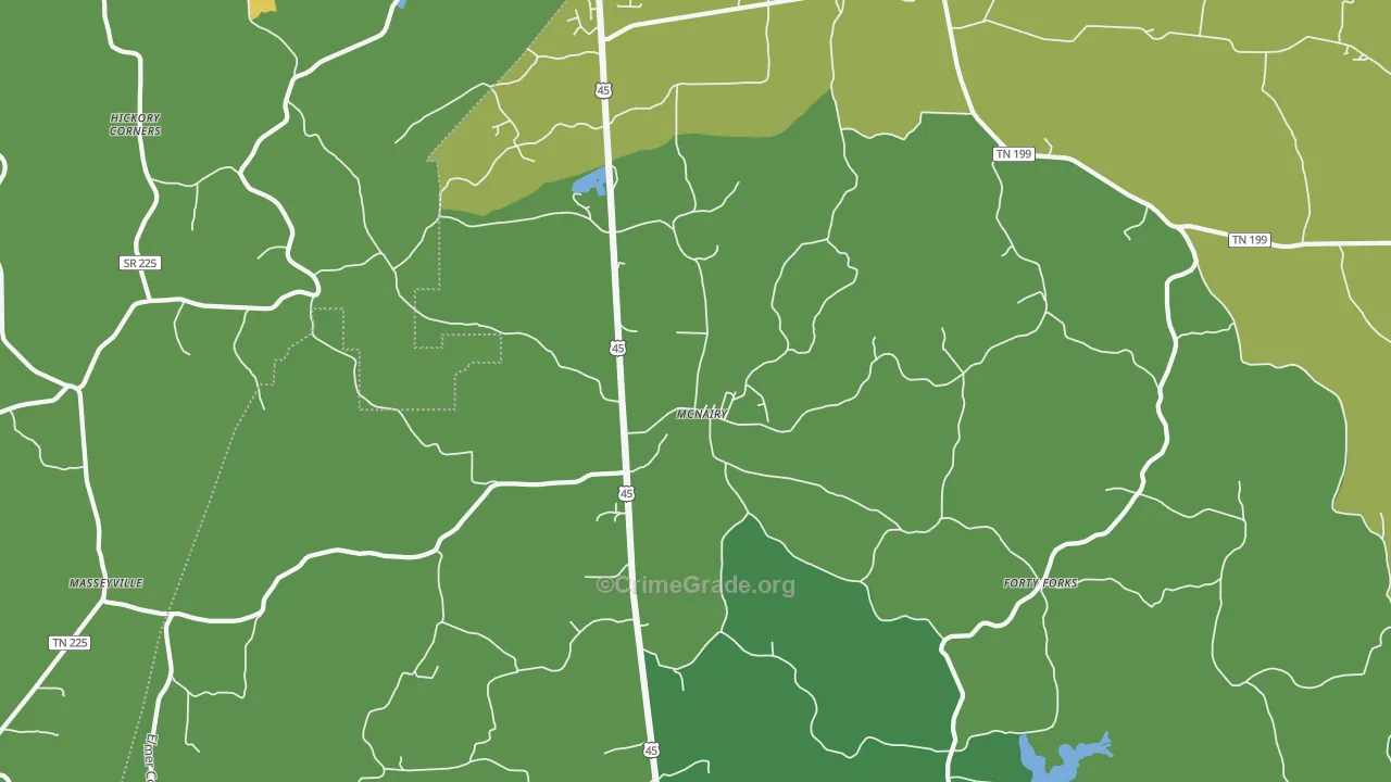 McNairy, TN Map of Vehicle Theft Rates