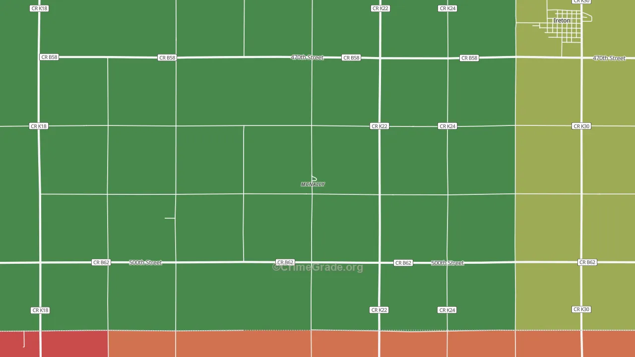 McNally, IA Map of Vehicle Theft Rates