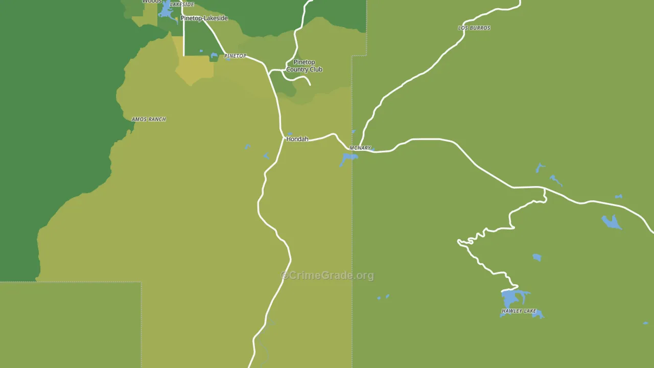 McNary, AZ Map of Vehicle Theft Rates
