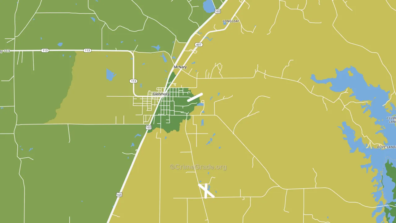 McNary, LA Map of Vehicle Theft Rates