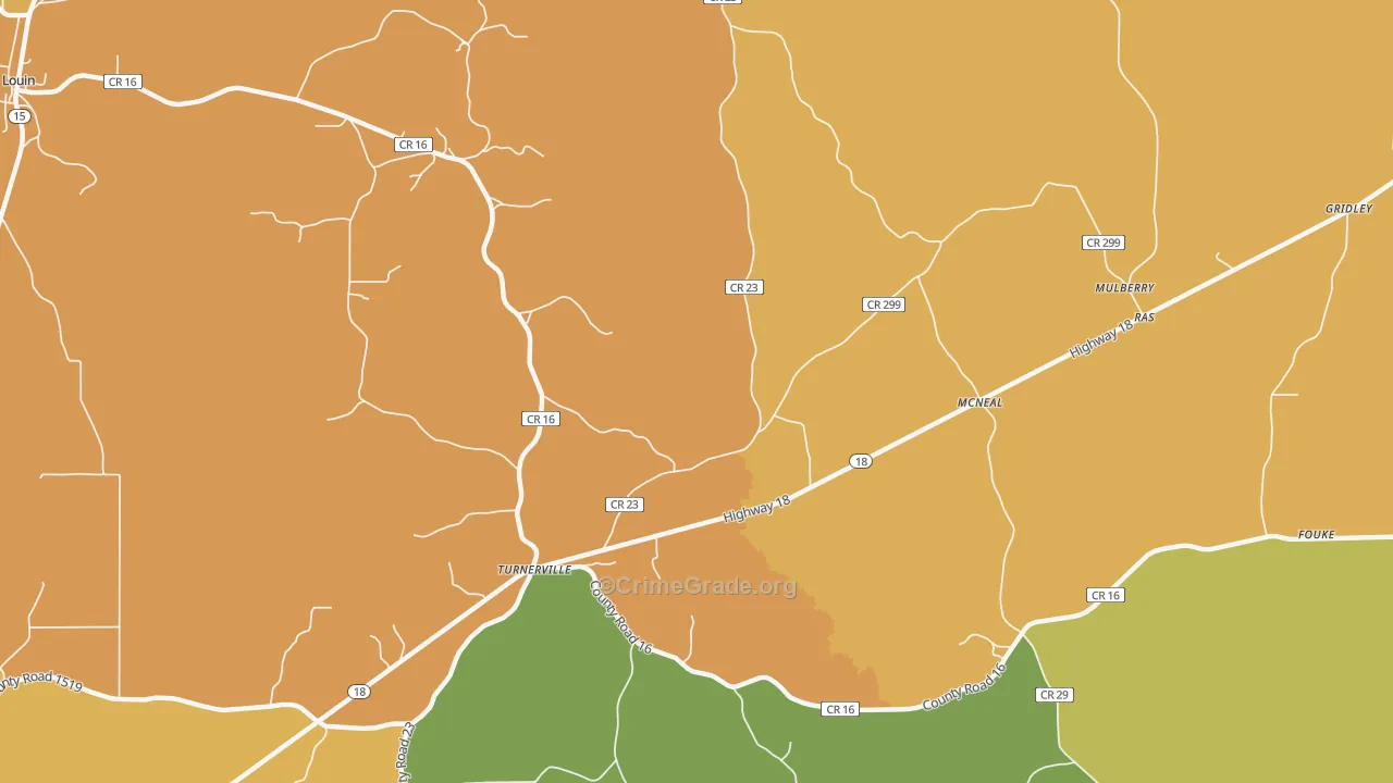 McNeal, MS Map of Vehicle Theft Rates