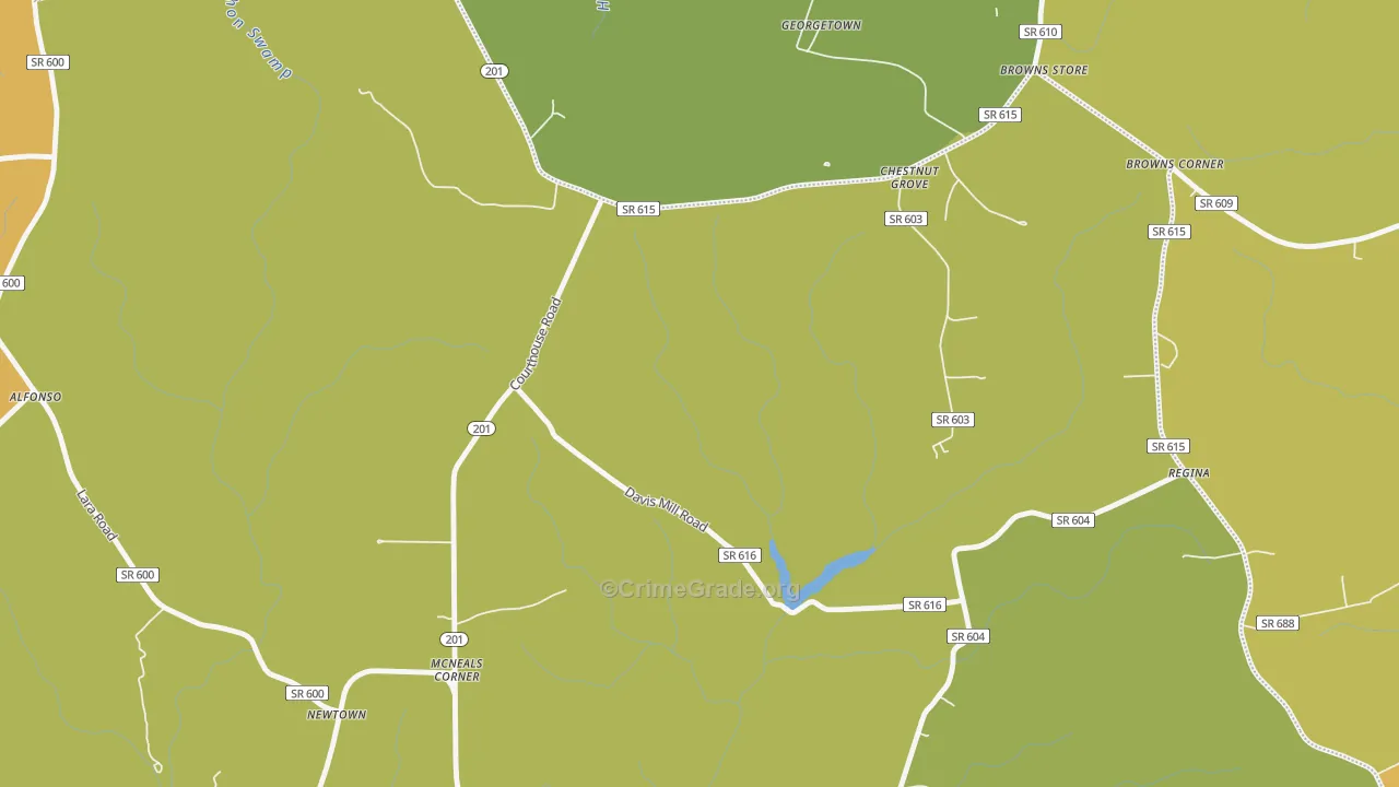 McNeals Corner, VA Map of Vehicle Theft Rates