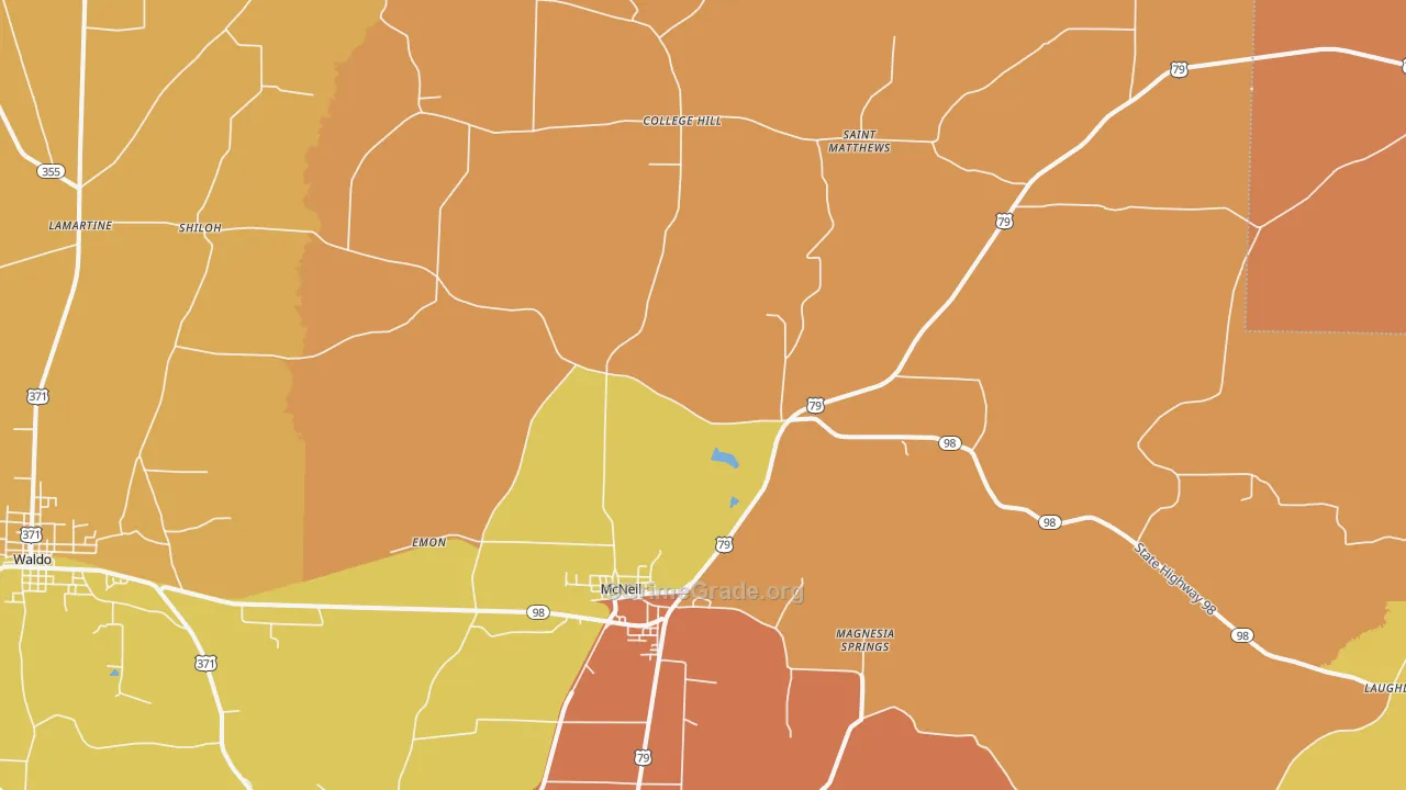 McNeil, AR Map of Vehicle Theft Rates