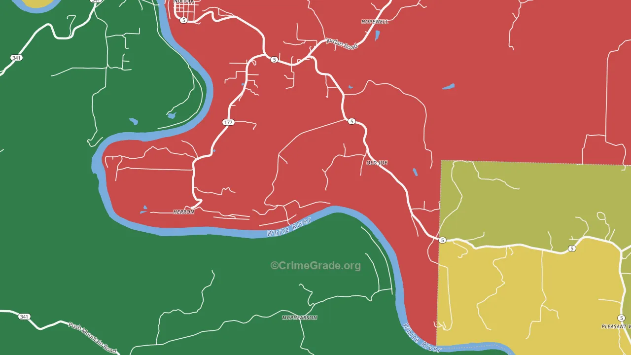 McPhearson, AR Map of Vehicle Theft Rates