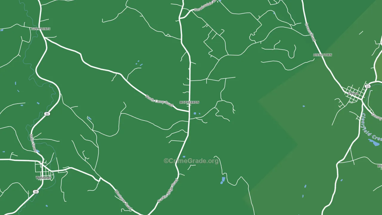 McPherron, PA Map of Vehicle Theft Rates