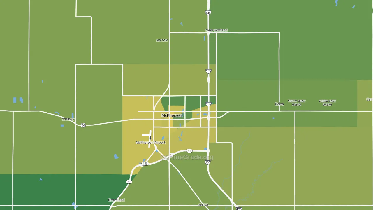 McPherson County, KS Map of Vehicle Theft Rates