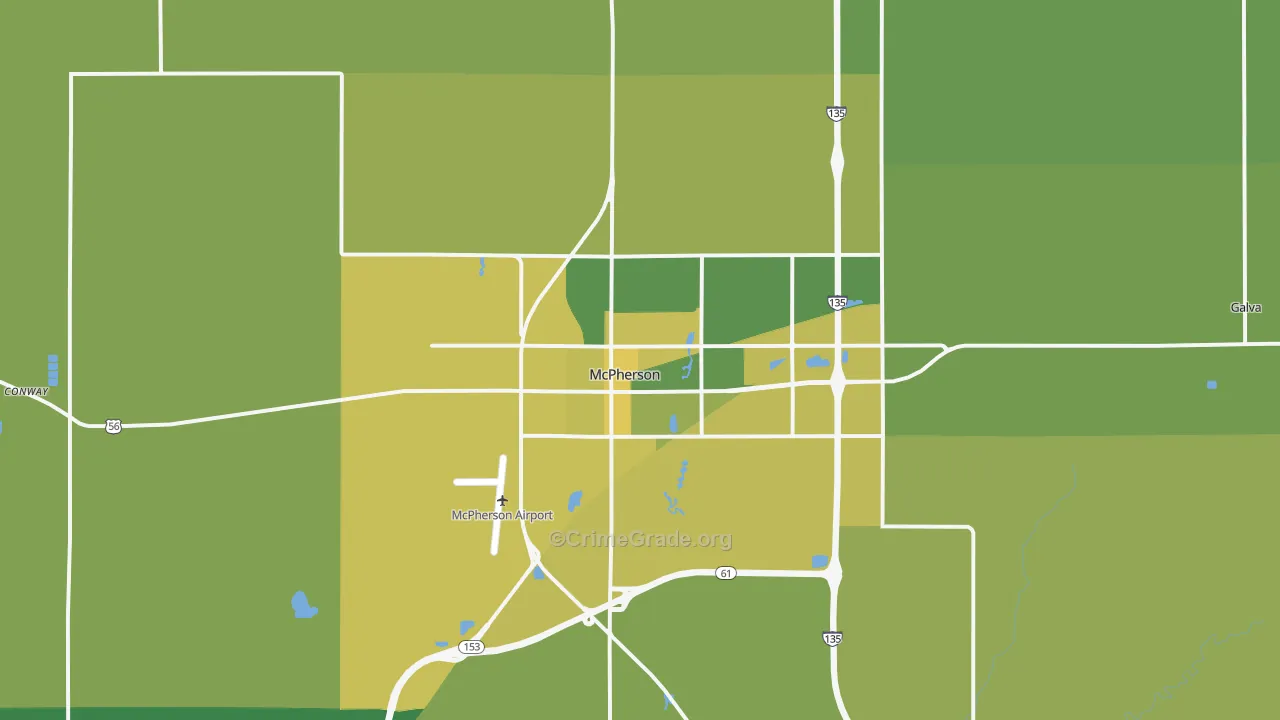 McPherson, KS Map of Vehicle Theft Rates
