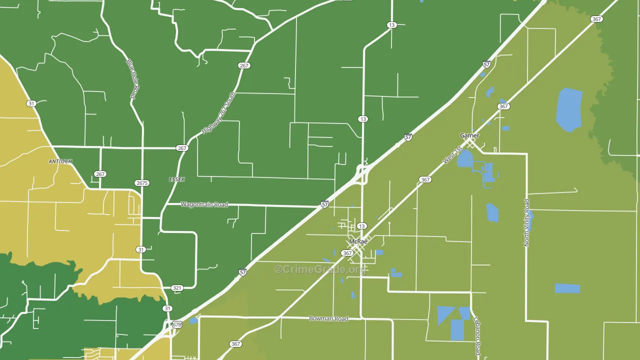 McRae, AR Map of Vehicle Theft Rates