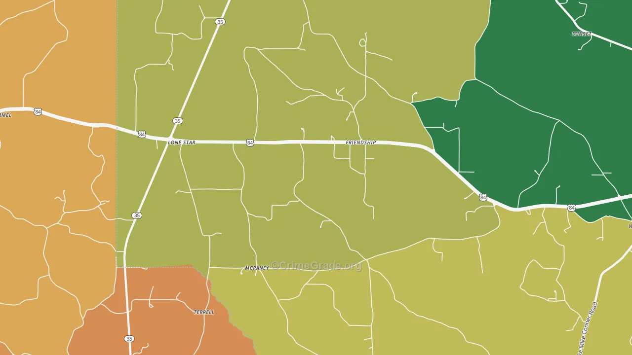 McRaney, MS Map of Vehicle Theft Rates