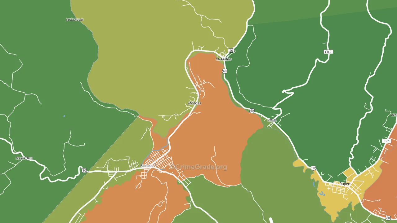 McRoss, WV Map of Vehicle Theft Rates