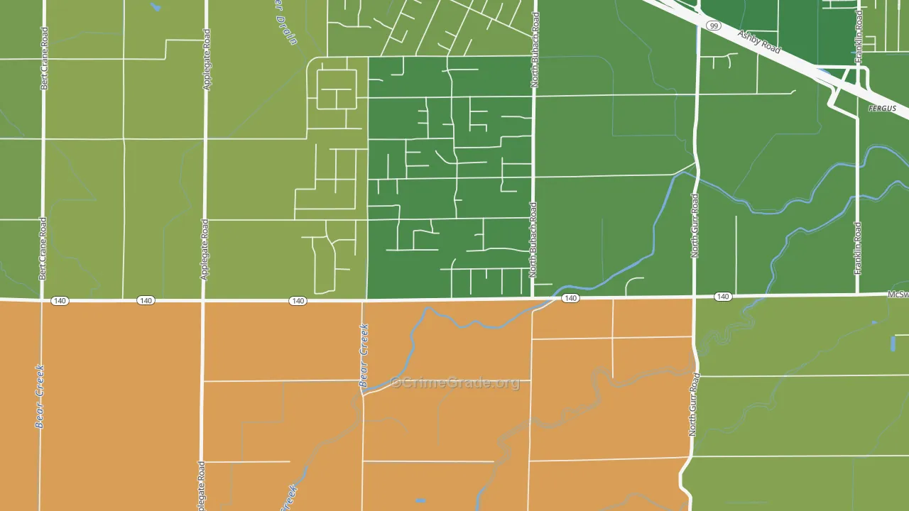 McSwain, CA Map of Vehicle Theft Rates