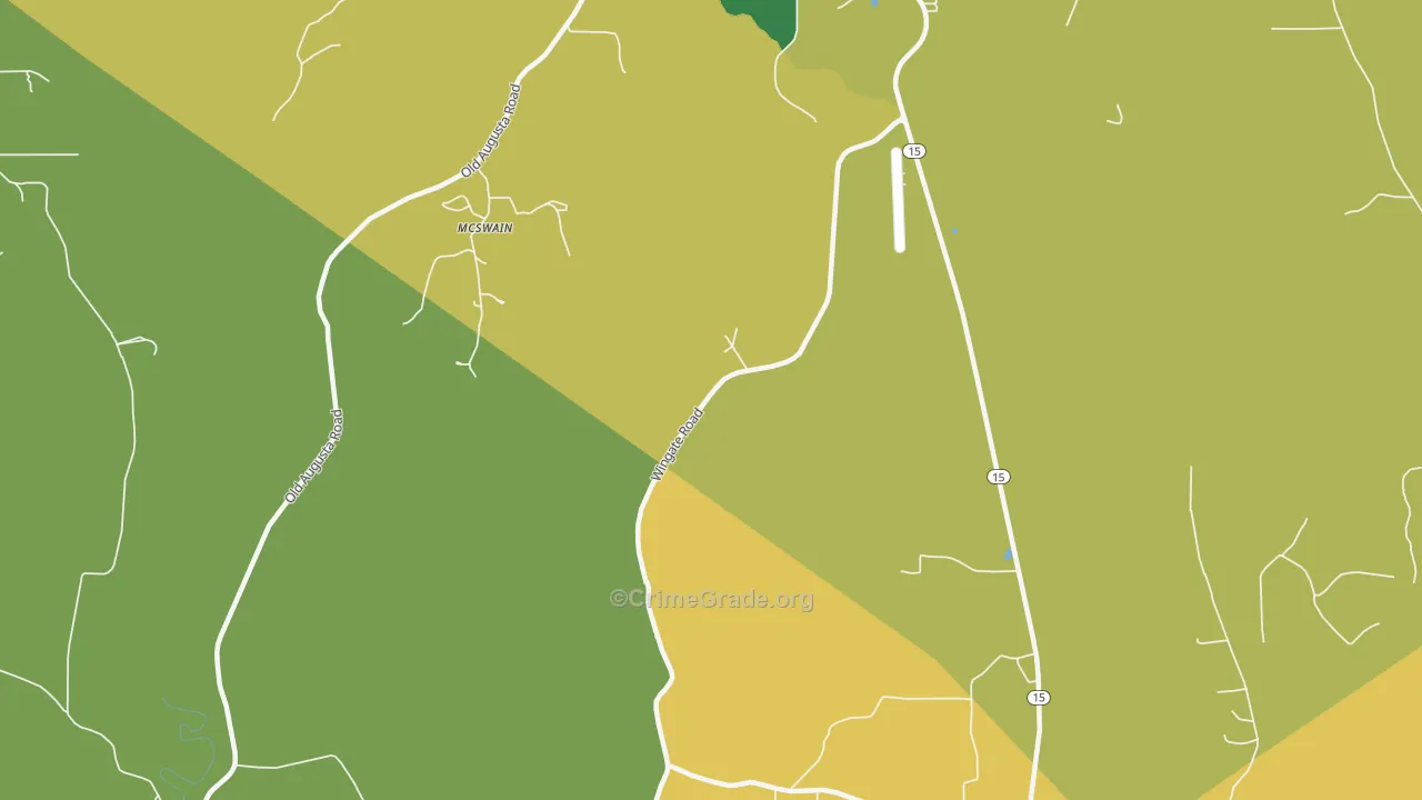 McSwain, MS Map of Vehicle Theft Rates