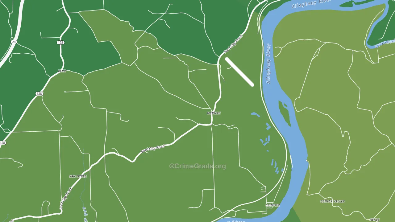 McVille, PA Map of Vehicle Theft Rates