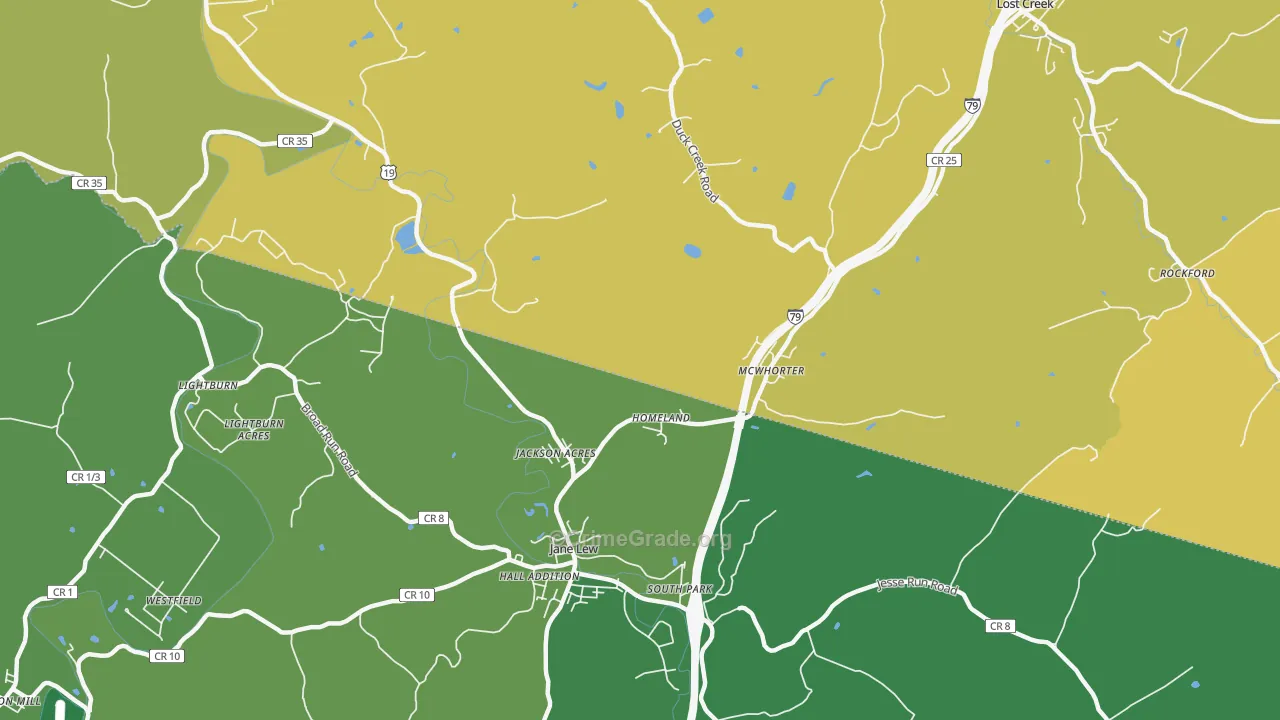 McWhorter, WV Map of Vehicle Theft Rates