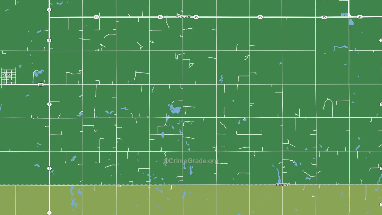 McWillie, OK Map of Vehicle Theft Rates