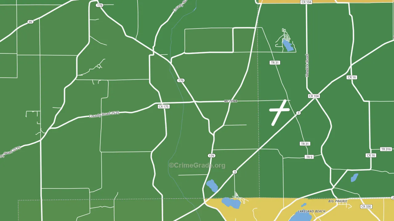 McZena, OH Map of Vehicle Theft Rates