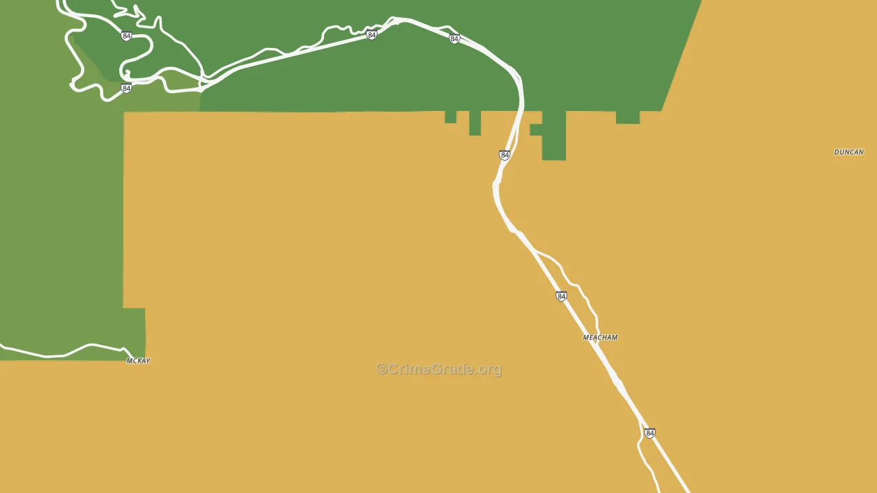 Meacham, OR Map of Vehicle Theft Rates