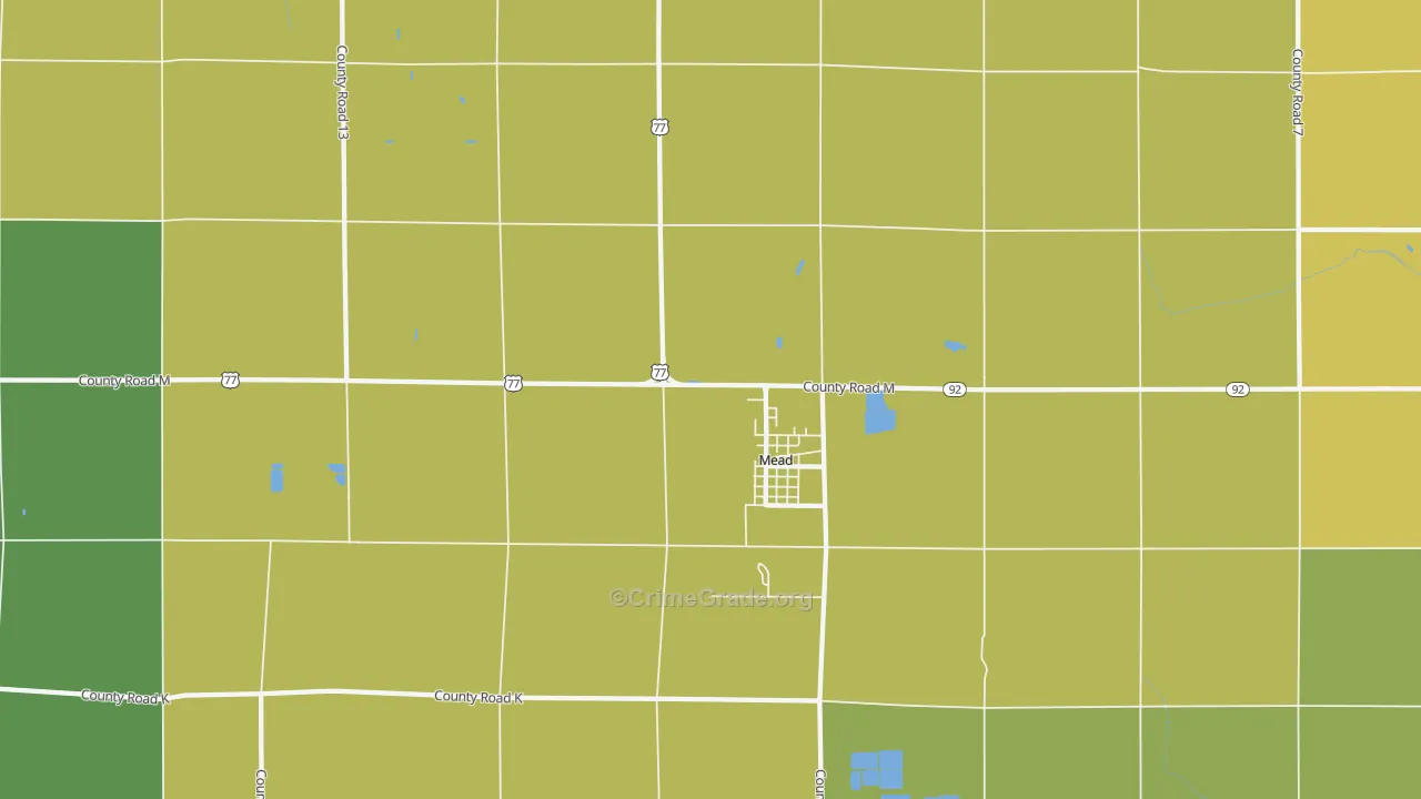 Mead, NE Map of Vehicle Theft Rates