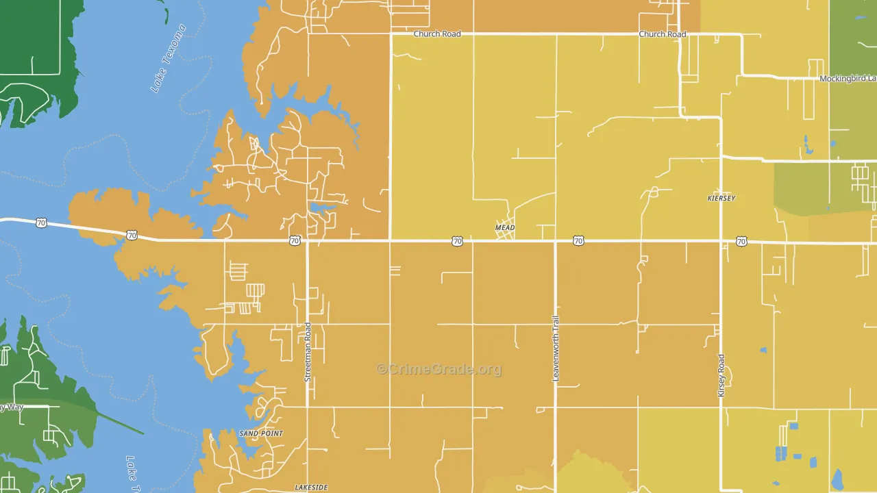 Mead, OK Map of Vehicle Theft Rates