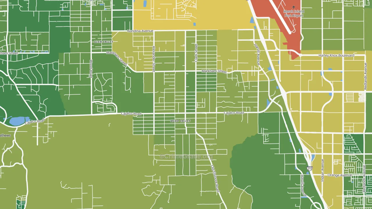 Mead Valley, CA Map of Vehicle Theft Rates