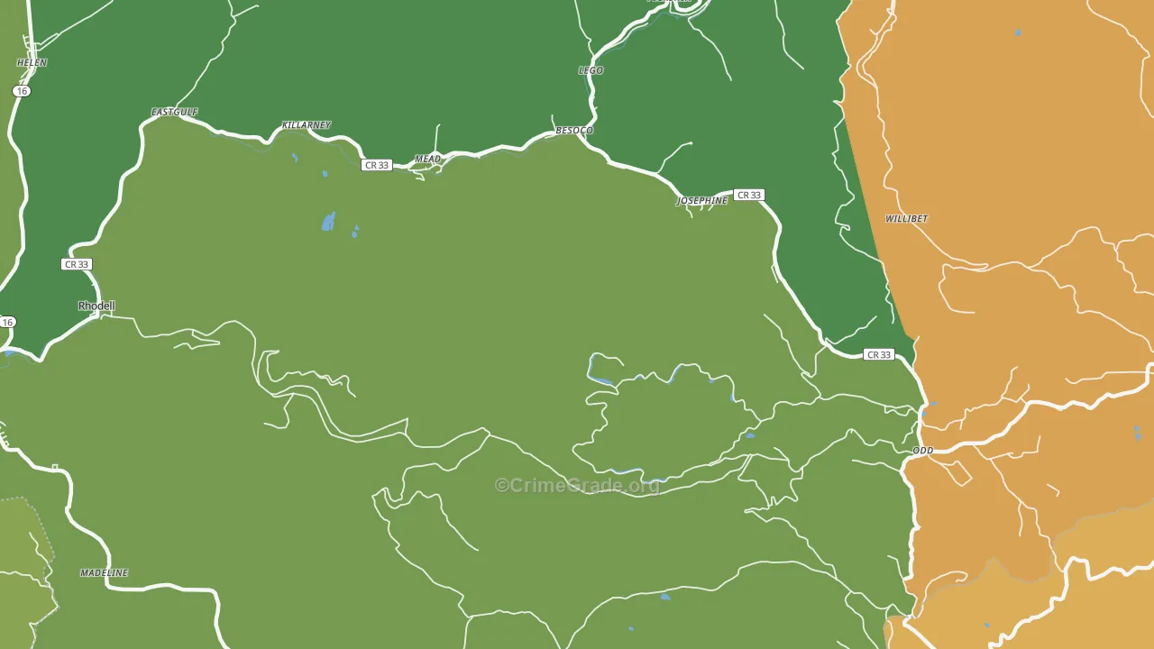Mead, WV Map of Vehicle Theft Rates