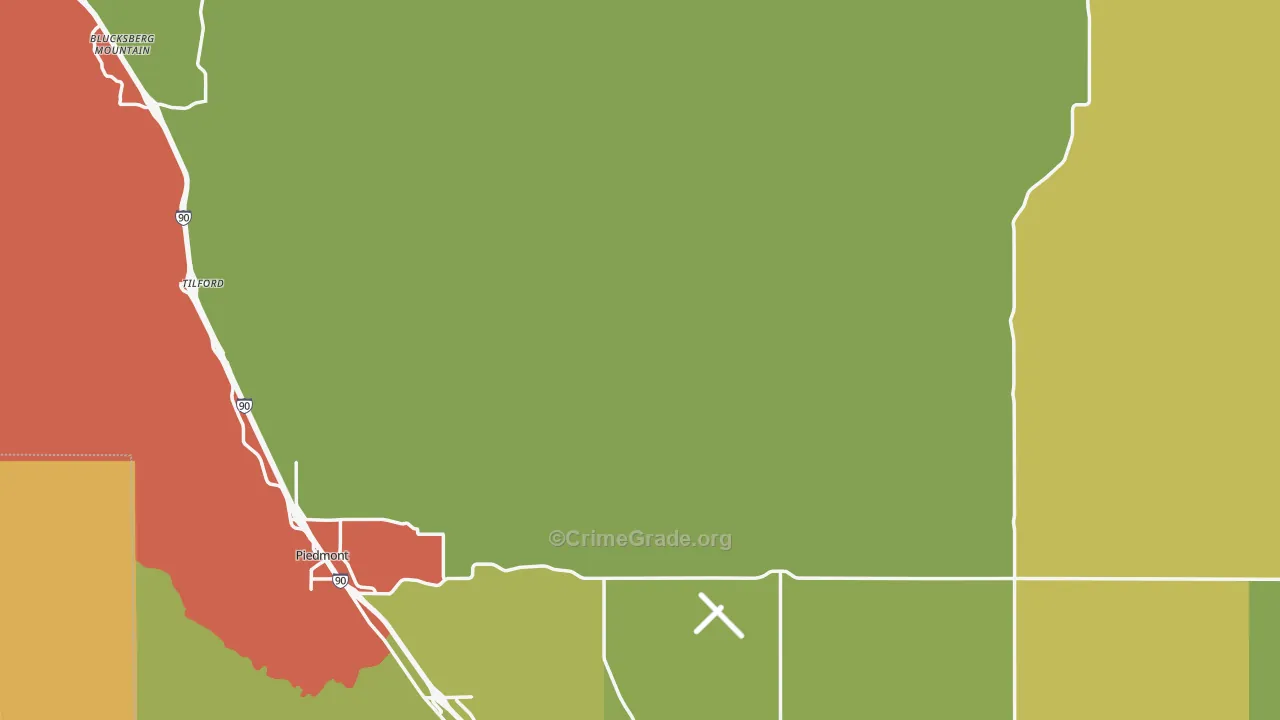 Meade County, SD Map of Vehicle Theft Rates