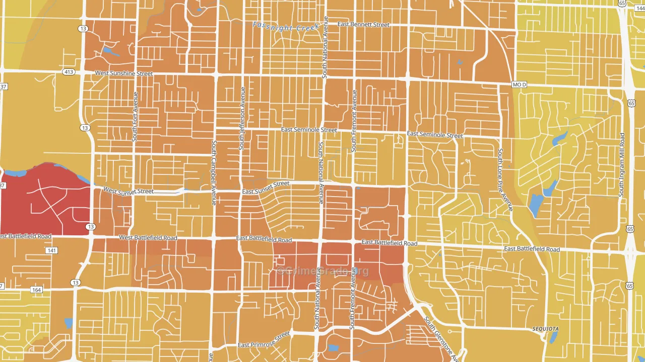 Meador Park, Springfield, MO Map of Vehicle Theft Rates