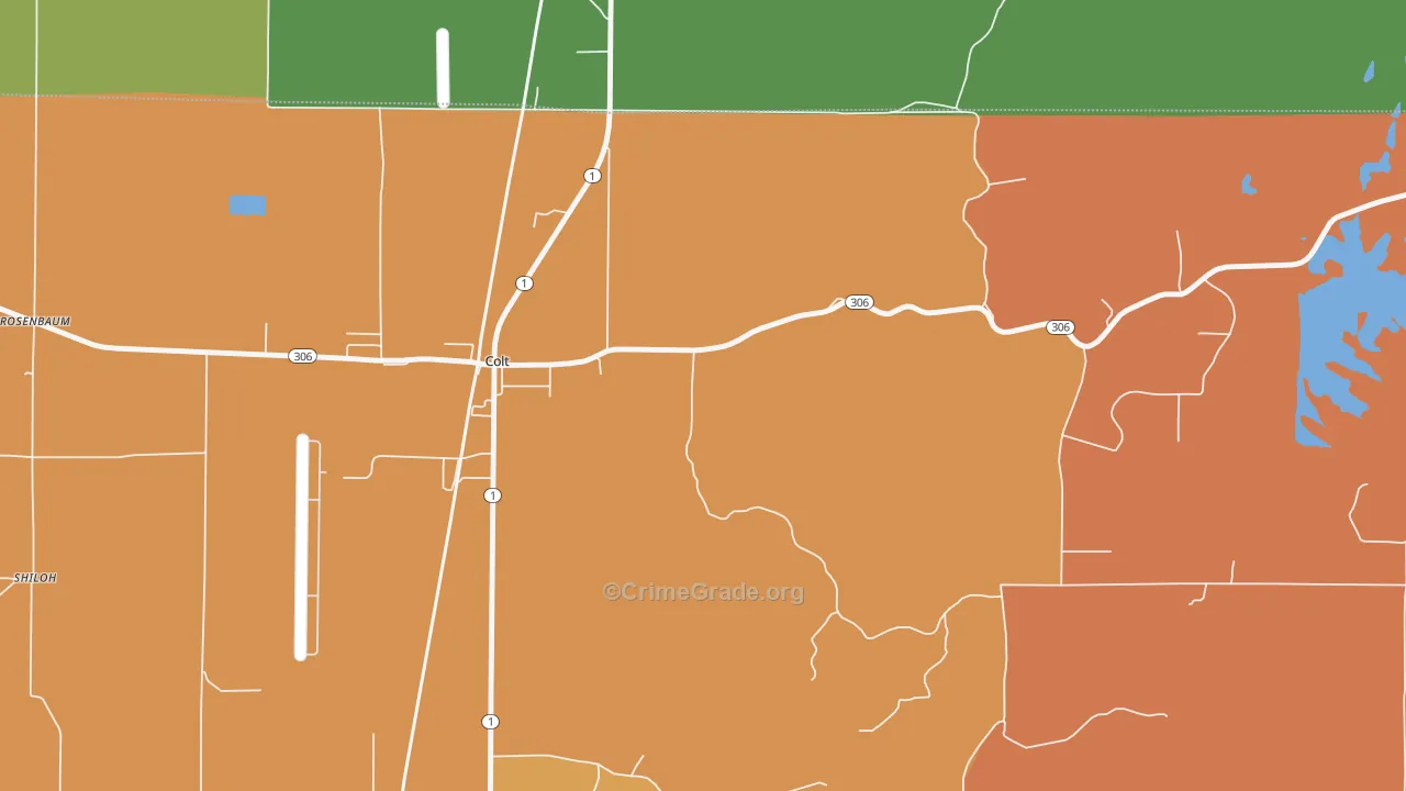 Meadow Cliff, AR Map of Vehicle Theft Rates