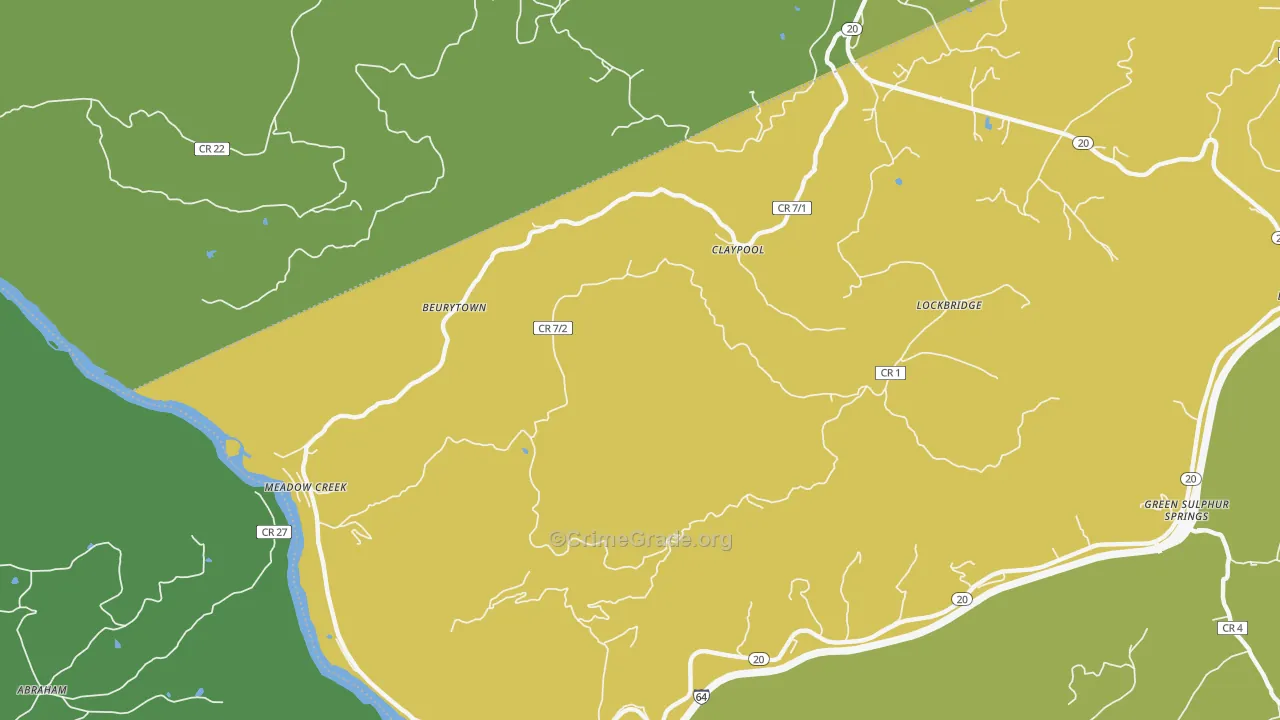 Meadow Creek, WV Map of Vehicle Theft Rates