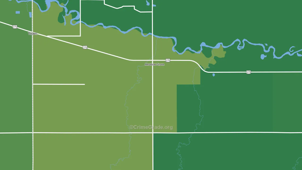 Meadow Grove, NE Map of Vehicle Theft Rates