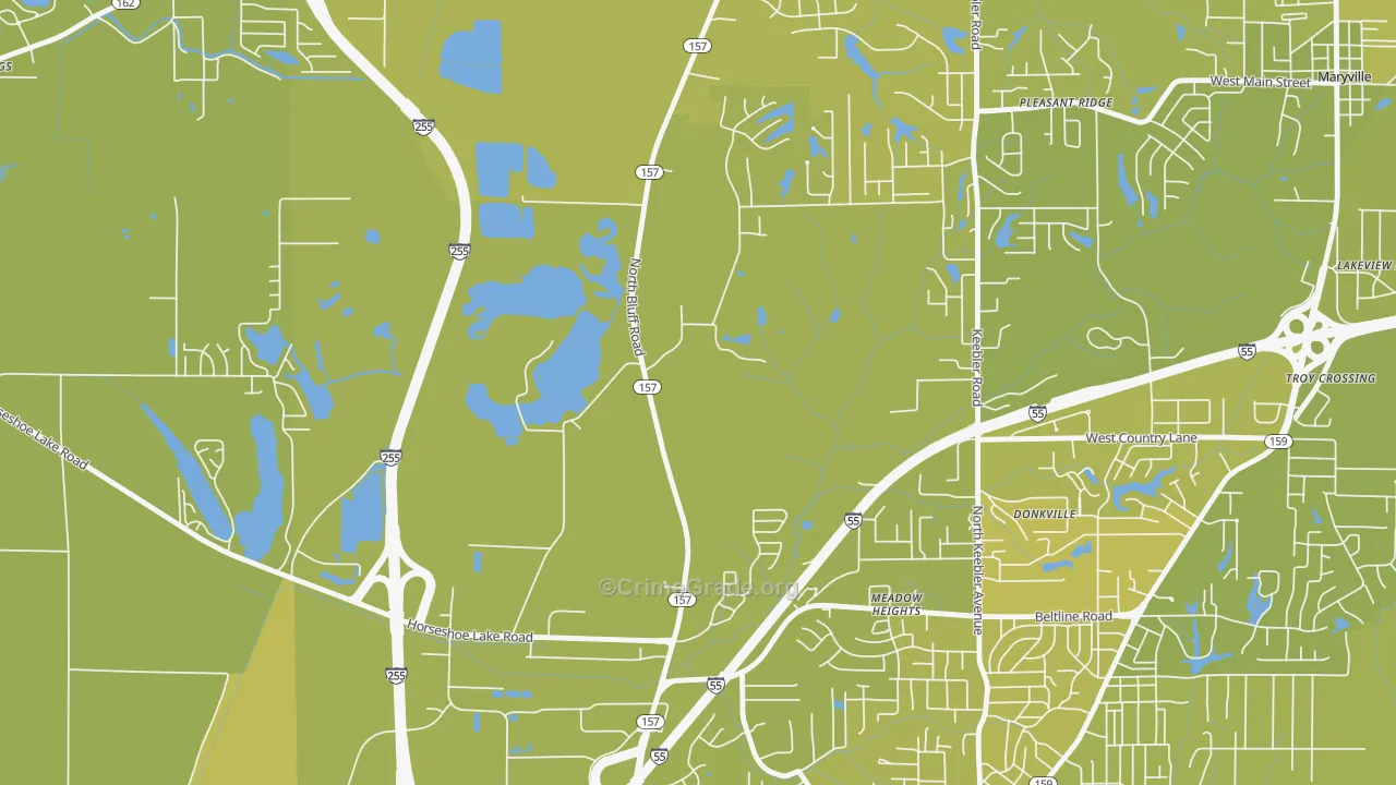 Meadow Heights, IL Map of Vehicle Theft Rates