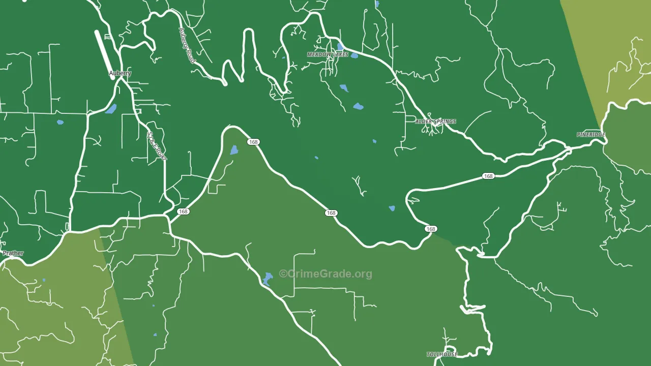 Meadow Lakes, CA Map of Vehicle Theft Rates