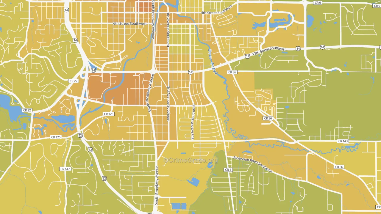 Meadow Park, Rochester, MN Map of Vehicle Theft Rates