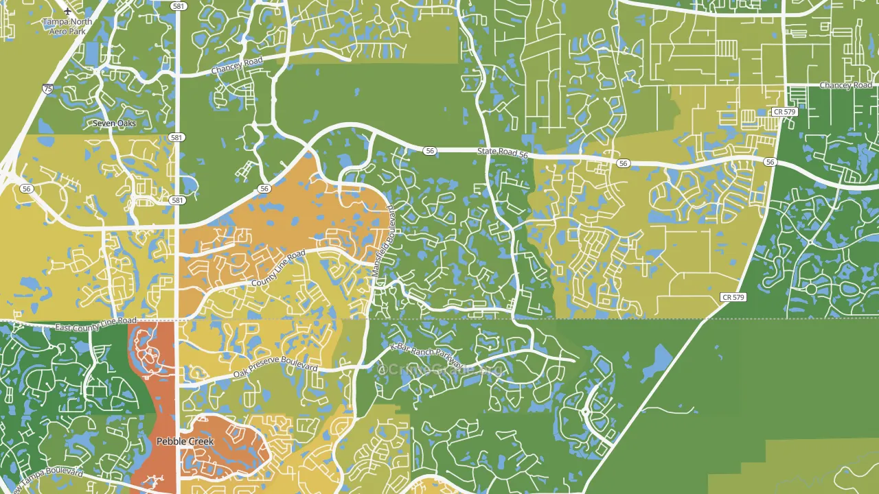 Meadow Point, Wesley Chapel, FL Map of Vehicle Theft Rates